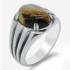 Anillo de plata 925 con piedra de ágata Natural para hombre, sortija de boda con diseño Simple y elegante, tres líneas, joyería fina