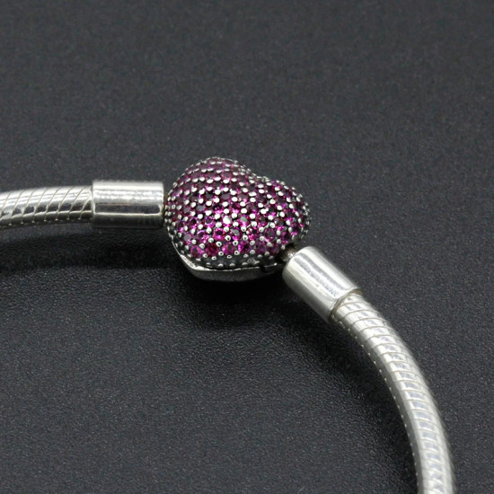 Pulsera de plata 925 auténtica, amuletos de seguridad con corazón de amor, cuentas rosas, amuletos de trébol, estilo romántico, compatibles con pulseras originales - malaquita tienda 36