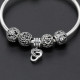 Pulseras de plata esterlina 925 para mujer, abalorios colgantes, cuentas de corazón de flores, circonita deslumbrante, regalo de joyería artesanal para mujer, regalo de boda - malaquita tienda 36