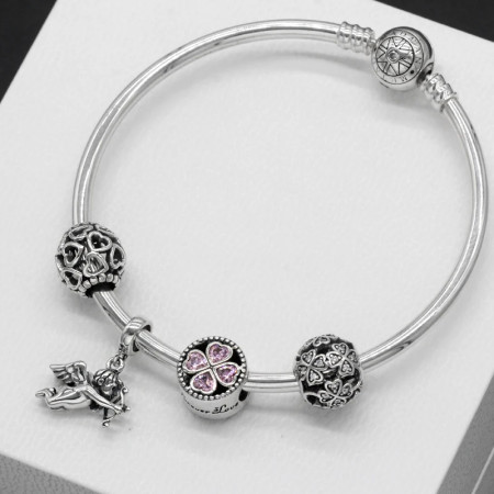 2020 Charms y cuentas de corazón, pulseras románticas de Cupido de circón rosa, joyería DIY, corazones en toda la prenda 2020 Charms y cuentas de corazón, pulseras románticas de Cupido de circón rosa, joyería DIY, corazones en toda la prenda