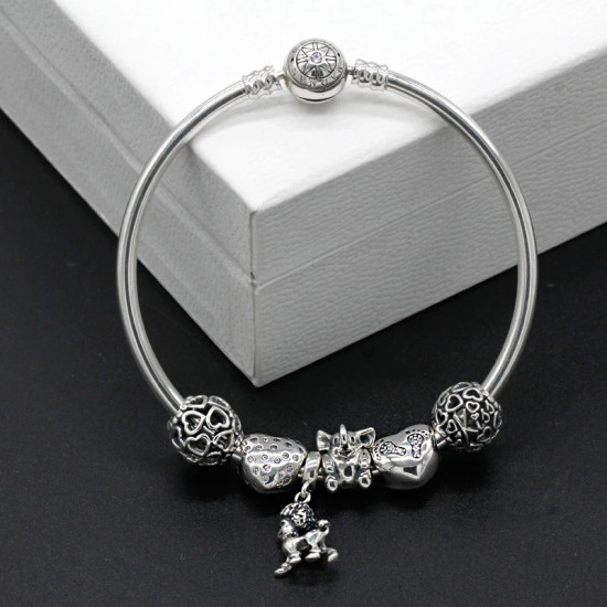 Abalorios de plata esterlina 925 pura, abalorios de animales, elefante, hipopótamo, corazones, pulsera artesanal - malaquita tienda 36