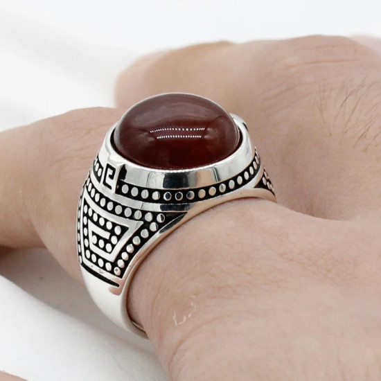 Anillos de Onyx Natural para mujer, anillo de piedra con banda de flores para hombre y mujer, joyería de moda antigua, anillos de plata de ley 925 para hombre, anillos de sello - malaquita tienda 36