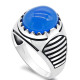 Anillo de plata 925 auténtica con piedra de ágata Natural para hombre, joyería de piedras preciosas azules, anillos de boda, línea de equilibrio, joyería fina - malaquita tienda 36