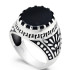 Anillo de Plata de Ley 925 con piedra de ágata Natural negra para hombre, sello de ciruela con goteo, anillo de sello de nota Musical, joyería fina