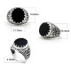 Anillo de Plata de Ley 925 con piedra de ágata Natural negra para hombre, sello de ciruela con goteo, anillo de sello de nota Musical, joyería fina - malaquita tienda 36
