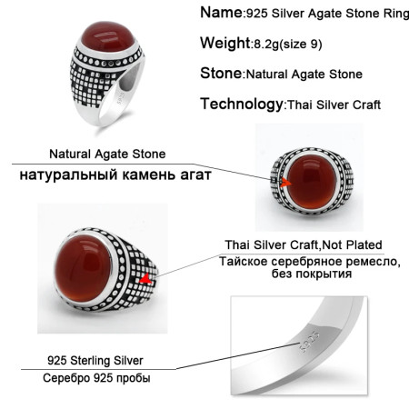 Anillo de Plata de Ley 925 con piedra natural para Hombre y mujer, joyería Vintage para Hombre y mujer, joyería de lujo para fiesta, Aneis Anillo de Plata de Ley 925 con piedra natural para Hombre y mujer, joyería Vintage para Hombre y mujer, joyería de lujo para fiesta, Aneis