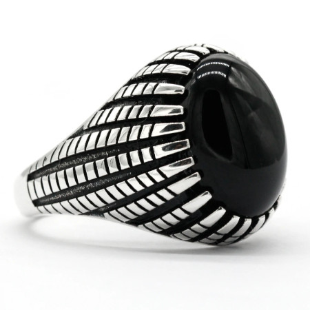 Anillo de Plata de Ley 925 con piedra de ágata Natural negra para hombre, sortija Vintage para fiesta/boda, diseño exquisito, regalo de joyería hecho a mano