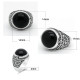 Anillo de Plata de Ley 925 para hombre, piedra de ágata Natural negra, piedra preciosa Vintage, regalo de joyería de boda para fiesta, joyería fina con letras E - malaquita tienda 36