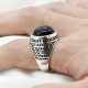 Anillo de Plata de Ley 925 para hombre, piedra de ágata Natural negra, piedra preciosa Vintage, regalo de joyería de boda para fiesta, joyería fina con letras E - malaquita tienda 36