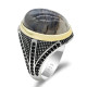 Anillo de ágata Natural para hombre, de plata 925, garra de piedra de ágata y CZ, anillo Vintage para fiesta, joyería turca, joyería fina, diseño exquisito - malaquita tienda 36