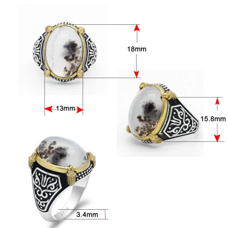 Anillo de plata 925 auténtica para hombre, piedra de ágata Natural, pintura de tinta de Diablo, diseño Vintage, anillo de boda de moda Anillo de plata 925 auténtica para hombre, piedra de ágata Natural, pintura de tinta de Diablo, diseño Vintage, anillo de boda de moda