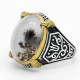 Anillo de plata 925 auténtica para hombre, piedra de ágata Natural, pintura de tinta de Diablo, diseño Vintage, anillo de boda de moda - malaquita tienda 36