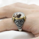 Anillo de plata 925 auténtica para hombre, piedra de ágata Natural, pintura de tinta de Diablo, diseño Vintage, anillo de boda de moda - malaquita tienda 36