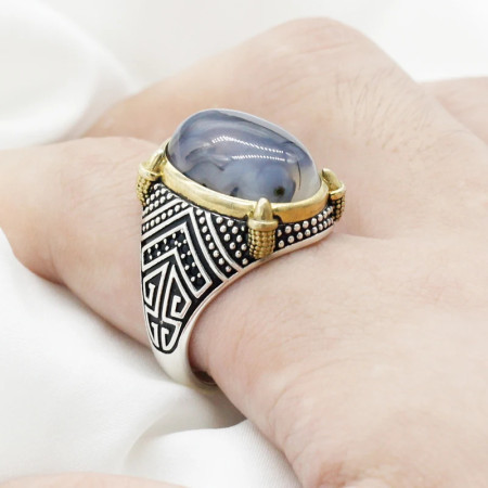 Anillo de ágata de plata esterlina 925 Ovalada para hombre, joyería Vintage de Turquía, joyería fina, hecho a mano Anillo de ágata de plata esterlina 925 Ovalada para hombre, joyería Vintage de Turquía, joyería fina, hecho a mano