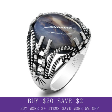 Anillo de plata 925 auténtica para hombre, piedra de ágata Natural, estilo misterioso, joyería de boda Vintage, regalo de garra, diseño hueco, roca Anillo de plata 925 auténtica para hombre, piedra de ágata Natural, estilo misterioso, joyería de boda Vintage, regalo de garra, diseño hueco, roca