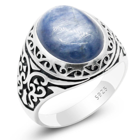 Anillo de piedra cianita, anillos masculinos de plata 925, anillo de piedra Natural para hombres, anillo de sello hecho a mano con forma de mariposa, regalo de joyería de Navidad Anillo de piedra cianita, anillos masculinos de plata 925, anillo de piedra Natural para hombres, anillo de sello hecho a mano con forma de mariposa, regalo de joyería de Navidad