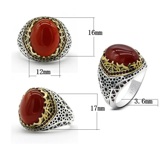 Vintage anillos de ágata para hombres plata sólida 925 Retro ágata Anillos y joyas para boda Engagemet/banda para fiesta anillos para los hombres anillos de piedra turquesa para hombre plata anillo con piedra para homb - malaquita tienda 36