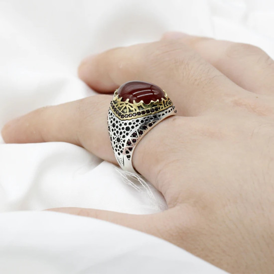 Vintage anillos de ágata para hombres plata sólida 925 Retro ágata Anillos y joyas para boda Engagemet/banda para fiesta anillos para los hombres anillos de piedra turquesa para hombre plata anillo con piedra para homb - malaquita tienda 36