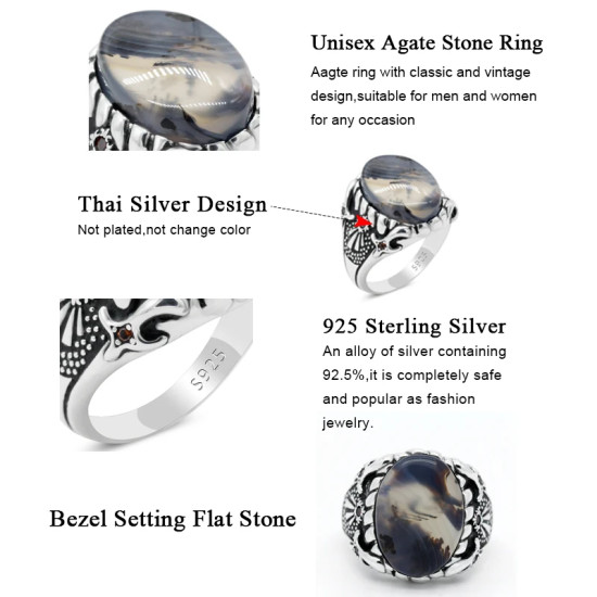 Anillo de Plata de Ley 925 sólida para hombres, piedra de ágata Natural y piedra CZ, anillos de boda turcos hechos a mano para hombres, joyería Vintage, anillo - malaquita tienda 36