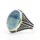 Anillo de Plata de Ley 925 con piedra fluorita Natural para hombre, joyería turca hecha a mano, exquisita, Shofar, salud y amor - malaquita tienda 36