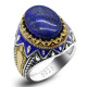 Anillo de plata 925 para hombre y mujer, joyería de piedra Natural de lapislázuli, regalo Vintage, joyería energética de amor de la suerte - malaquita tienda 36
