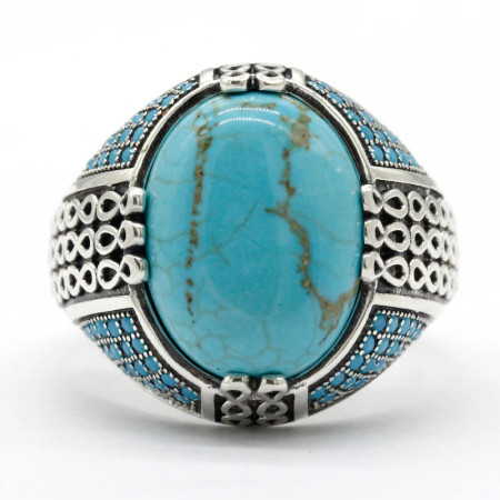 Anillo de piedra turquesa Natural para hombres y mujeres, anillo de plata 925 sólida, cadenas masculinas, anillo de fiesta Vintage, anillo de pavo de estilo fresco Anillo de piedra turquesa Natural para hombres y mujeres, anillo de plata 925 sólida, cadenas masculinas, anillo de fiesta Vintage, anillo de pavo de estilo fresco