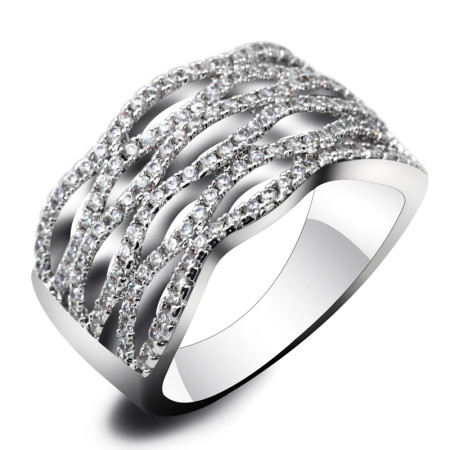 Anillo Circular Punk de circonita para mujer, diseño de onda hueca Irregular, joyería de dedo Anillo Circular Punk de circonita para mujer, diseño de onda hueca Irregular, joyería de dedo