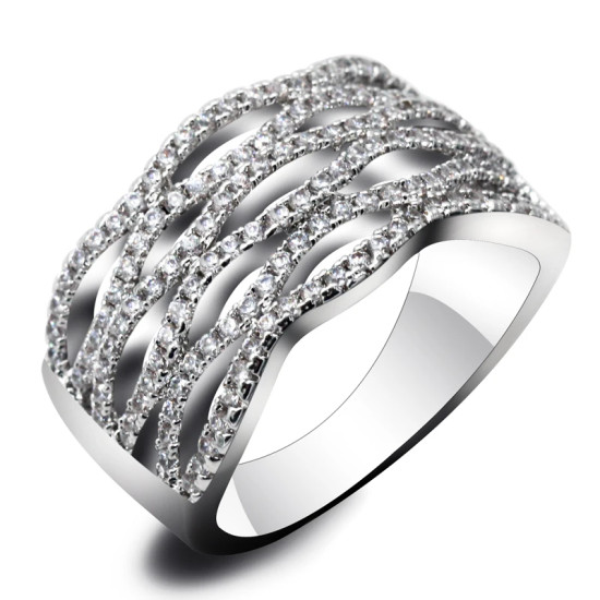 Anillo Circular Punk de circonita para mujer, diseño de onda hueca Irregular, joyería de dedo - malaquita tienda 36