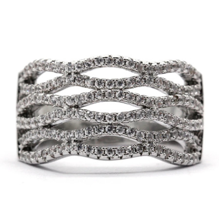 Anillo Circular Punk de circonita para mujer, diseño de onda hueca Irregular, joyería de dedo Anillo Circular Punk de circonita para mujer, diseño de onda hueca Irregular, joyería de dedo