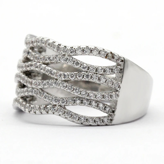 Anillo Circular Punk de circonita para mujer, diseño de onda hueca Irregular, joyería de dedo - malaquita tienda 36