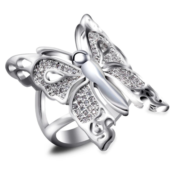Anillo de Animal para mujer, joya de compromiso de lujo con piedra de circón deslumbrante y mariposa para hombres y mujeres, joyería de moda, regalo - malaquita tienda 36