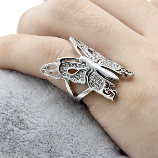 Anillo de Animal para mujer, joya de compromiso de lujo con piedra de circón deslumbrante y mariposa para hombres y mujeres, joyería de moda, regalo - malaquita tienda 36