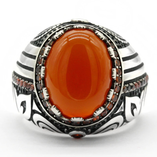 Anillo de plata 925 para hombre y mujer, piedra Natural de ágata Aqeeq, diseño Vintage de amor de la paz, anillo de fiesta, joyería fina - malaquita tienda 36