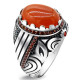 Anillo de plata 925 para hombre y mujer, piedra Natural de ágata Aqeeq, diseño Vintage de amor de la paz, anillo de fiesta, joyería fina - malaquita tienda 36
