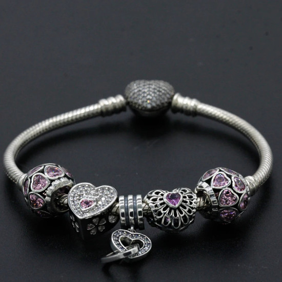 Pulsera de plata de ley 925 con cuentas de circonia cúbica, brazalete calado, regalo de boda, compromiso - malaquita tienda 36