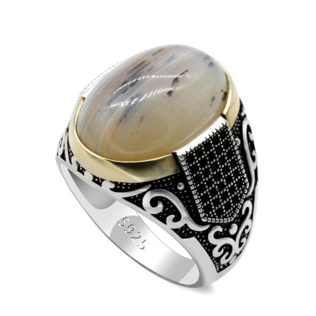 Anillos de plata de ley 925 con piedra de ágata para hombre y mujer, joyas de boda antiguas, joyería Punk Rock turca, regalo Anillos de plata de ley 925 con piedra de ágata para hombre y mujer, joyas de boda antiguas, joyería Punk Rock turca, regalo