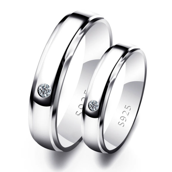 Anillos de plata esterlina 925 para hombre y mujer, sortija Lisa para parejas, banda de boda para amantes, puede grabar personalizado, 2 uds. - malaquita tienda 36
