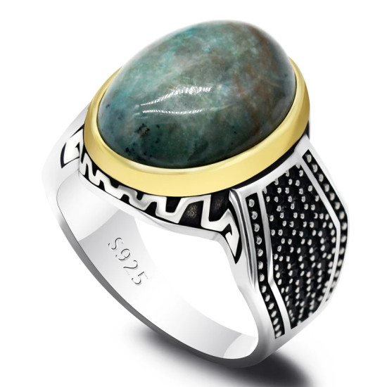 Anillo de Plata de Ley 925 con piedra de Fénix Natural para hombre y mujer, sortija de circonita Irregular hecha a mano, joyería de boda, regalo - malaquita tienda 36