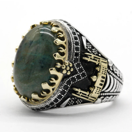 Anillo de Plata de Ley 925 con piedra Natural de Fénix para hombre, sortija turca Vintage, joyería de boda Anillo de Plata de Ley 925 con piedra Natural de Fénix para hombre, sortija turca Vintage, joyería de boda