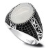 Anillo de Plata de Ley 925 con diseño de rayas turcas para hombre y mujer, sortija de ágata Natural, estilo Retro, Vintage, a la moda