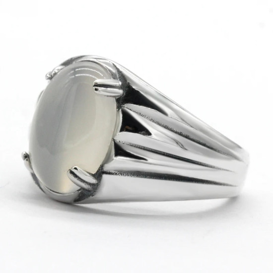 Anillo Vintage con piedra de ágata para hombre y mujer, Plata de Ley 925, piedra de ágata Natural, joyería hermosa, regalo de Navidad, Size6-12 - malaquita tienda 36