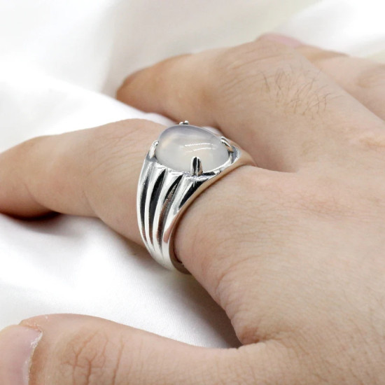 Anillo Vintage con piedra de ágata para hombre y mujer, Plata de Ley 925, piedra de ágata Natural, joyería hermosa, regalo de Navidad, Size6-12 - malaquita tienda 36