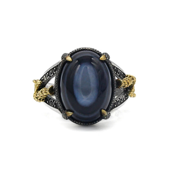 Anillo de Plata de Ley 925 para hombre, piedra de ágata Natural con ojos malvados, línea de cebra paralela, anillo de estilo Punk de CZ negro para hombre, Turquía - malaquita tienda 36