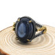 Anillo de Plata de Ley 925 para hombre, piedra de ágata Natural con ojos malvados, línea de cebra paralela, anillo de estilo Punk de CZ negro para hombre, Turquía - malaquita tienda 36