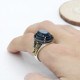 Anillo de Plata de Ley 925 para hombre, piedra de ágata Natural con ojos malvados, línea de cebra paralela, anillo de estilo Punk de CZ negro para hombre, Turquía - malaquita tienda 36