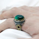Anillo de plata esterlina 925 para hombre, sortija de trébol de circón verde, joya de la suerte para hombre, joya para fiesta/compromiso de boda - malaquita tienda 36