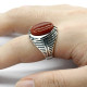 Anillo de Plata de Ley 925 para hombre, joyería turca con piedra de ágata roja Natural, anillos de rayas simples Vintage para hombre, regalo de cumpleaños y boda - malaquita tienda 36