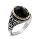 Anillo de plata 925 con piedra de circonita negra para hombre, joyería turca hecha a mano, regalo de Rock - malaquita tienda 36