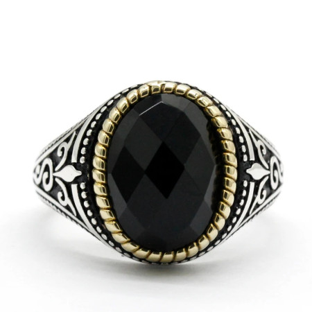 Anillo de plata 925 con piedra de circonita negra para hombre, joyería turca hecha a mano, regalo de Rock Anillo de plata 925 con piedra de circonita negra para hombre, joyería turca hecha a mano, regalo de Rock