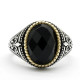 Anillo de plata 925 con piedra de circonita negra para hombre, joyería turca hecha a mano, regalo de Rock - malaquita tienda 36